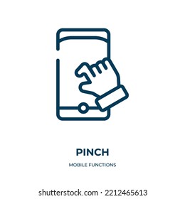 Pinch icon. Linear vector illustration from mobile functions collection. Outline pinch icon vector. Thin line symbol for use on web and mobile apps, logo, print media.