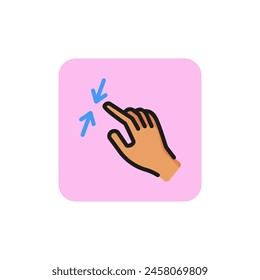 Pinch line icon. Arrows, hand, zoom. Gesturing concept. Can be used for topics like mobile app, digital touch screen, guidance