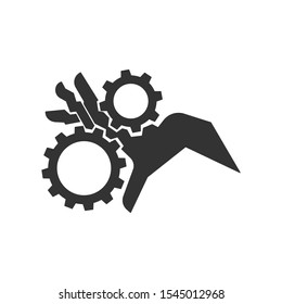 Pinch point entanglement crush gears icon isolated on white background. Caution symbol modern, simple, vector, icon for website design, mobile app, ui. Vector Illustration