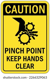 Pinch point hazard sign and labels