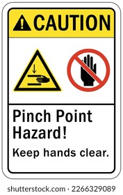 Pinch point hazard sign and labels