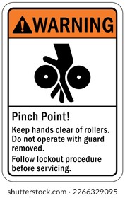 Pinch point hazard sign and labels