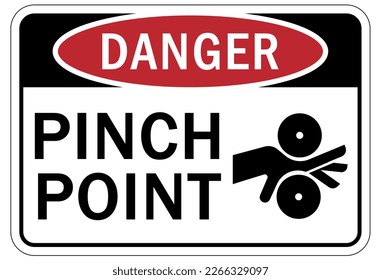 Pinch point hazard sign and labels