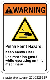 Pinch point hazard sign and labels