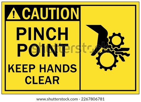 Pinch point hazard sign and labels