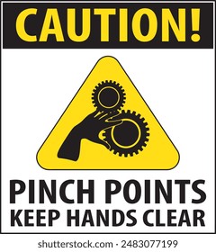 Pinch points industrial safety warning sign notice vector