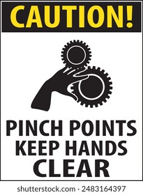 Pinch points industrial safety warning sign notice vector