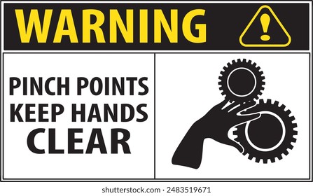 Pinch points industrial safety warning sign notice vector