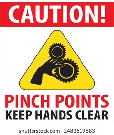 Pinch points industrial safety warning sign notice vector