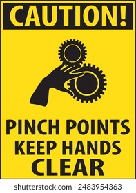 Pinch points industrial safety warning sign notice vector