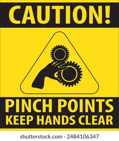 Pinch points industrial safety warning sign notice vector