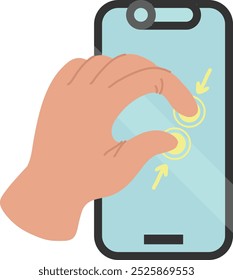 Pinçar A Mão Do Gesto Da Tela De Toque Na Ilustração Do Vetor Do Smartphone