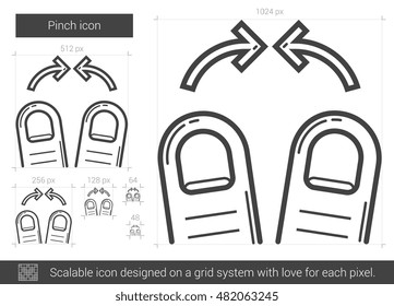 Pinch vector line icon isolated on white background. Pinch line icon for infographic, website or app. Scalable icon designed on a grid system.