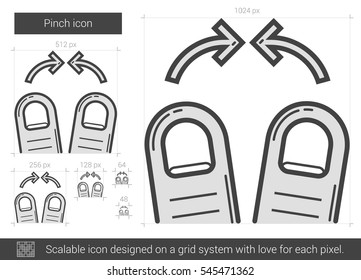 Pinch vector line icon isolated on white background. Pinch line icon for infographic, website or app. Scalable icon designed on a grid system.
