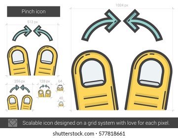 Pinch vector line icon isolated on white background. Pinch line icon for infographic, website or app. Scalable icon designed on a grid system.