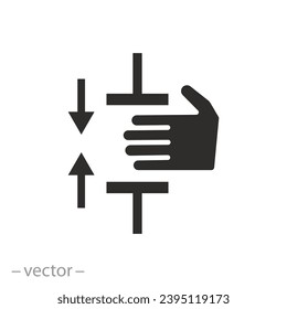 pinched fingers icon, press down your hand, clamped hand, injury fingers, flat symbol - vector illustration