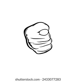 pinched thumb clenched in front view line art vector illustration