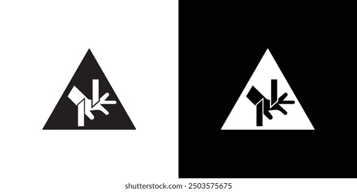 pinched warn sign icon line art vector