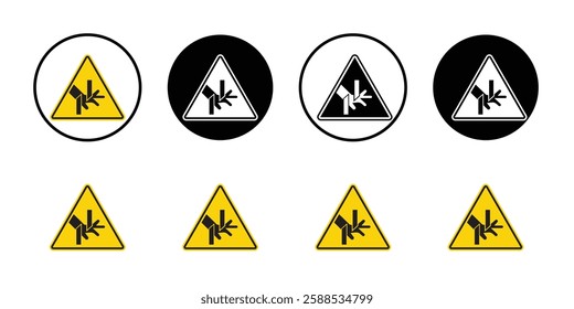 pinched warn sign icon line art vector