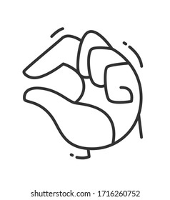  Pinching hand line icon.A hand thumb and index finger holding something small.Linear vector illustration 
