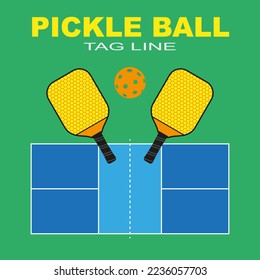 Pinckle ball vector illustration with paddle ball court. Illustration for logo creation or for tshirts design. Vintage black and white illustration