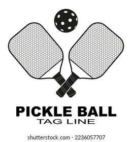 Pinckle ball vector illustration with paddle and text. Illustration for logo creation or for tshirts design. Vintage black and white illustration
