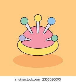 Pincushion Free vector cartoon icon illustration.Fashion Design Signs and Texts icon concept isolated . flat cartoon style