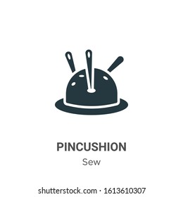 Pincushion glyph icon vector on white background. Flat vector pincushion icon symbol sign from modern sew collection for mobile concept and web apps design.