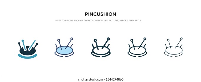 pincushion icon in different style vector illustration. two colored and black pincushion vector icons designed in filled, outline, line and stroke style can be used for web, mobile, ui