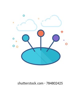 Pincushion icon in outlined flat color style. Vector illustration.