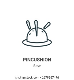 Icono de vector de contorno de incushion. Icono de peleón negro de línea delgada, ilustración de elemento simple vector plano del concepto de coser editable trazo aislado en fondo blanco