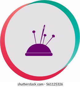 Pincushion with pins  icon. Vector design.