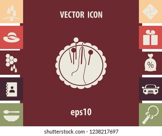Pincushion with pins and needles, vector icon