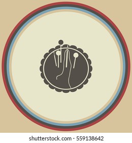 Pincushion with pins and needles, vector icon