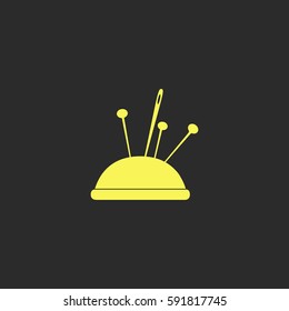 Pincushion with pins vector  icon.