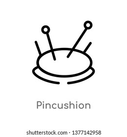 pincushion vector line icon. Simple element illustration. pincushion outline icon from sew concept. Can be used for web and mobile