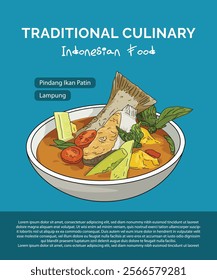 "Pindang Ikan Patin", a traditional fish dishes from Indonesia Soupy Food - Vector Illustration Design