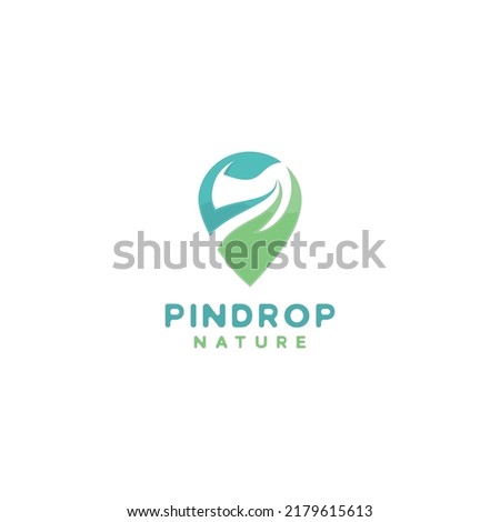 pindrop with leaf logo design template