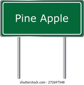 Pine Apple, Alabama, road sign green vector illustration, road table, USA city