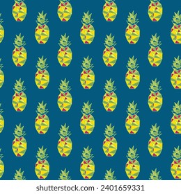 Pine apple seamless pattern background print on demand.