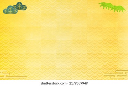 Pine and Bamboo Gold Leaf Japanese Background