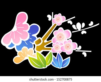 Pine bamboo plum flower greeting cards