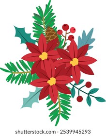 Pine and berry wreath for Christmas decorations