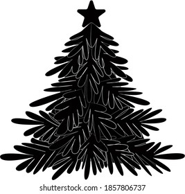 Pine black and white. Vector resizable silhouette of a New