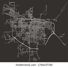 Pine Bluff, Arkansas, USA – urban city vector map, roads and highways, transportation network, downtown city center with suburbs