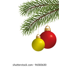 Pine branch with Christmas ball