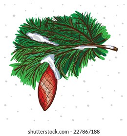 Pine branch with christmas decoration.