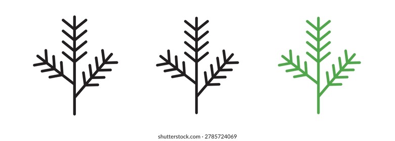 Pine branch icon representing nature, winter holidays, and evergreen plants.