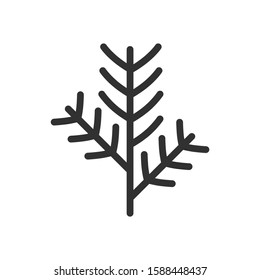 Pine Branch, Tree Needle , Linear Icon. Editable Stroke