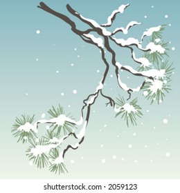 Pine Branch, Vector Background